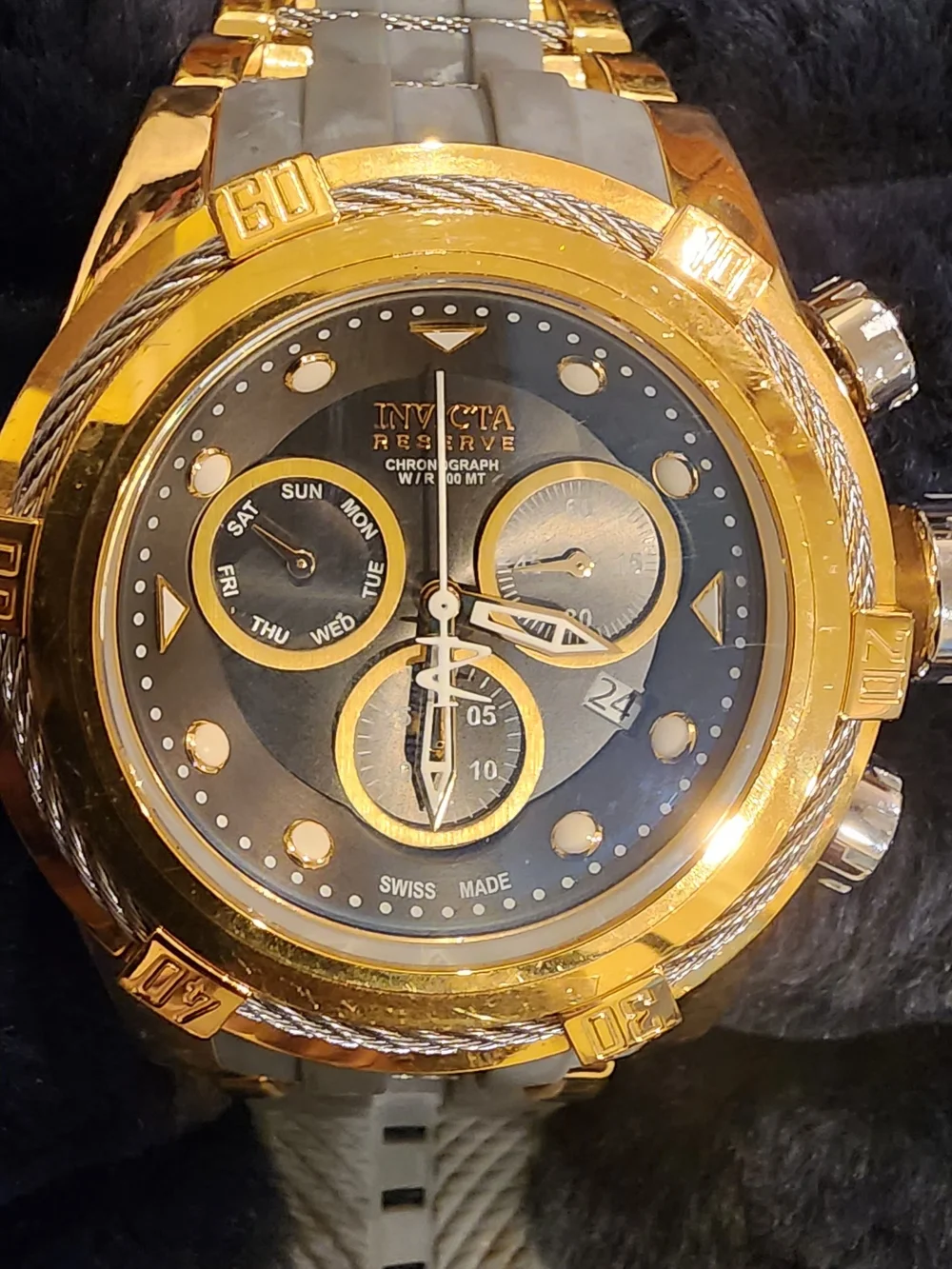 Invicta Men’s Gold and Black Chronograph Bracelet Watch
